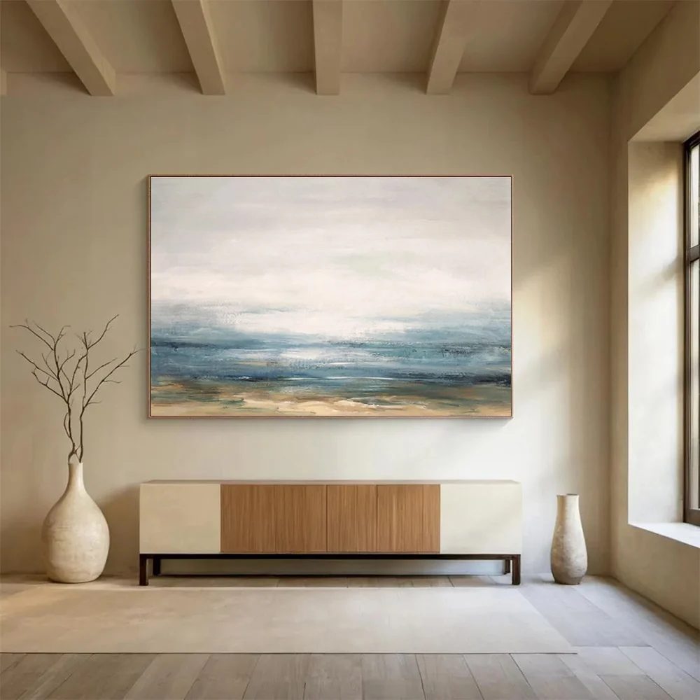 White Original Coastal Abstract Artwork 8UJZ8
